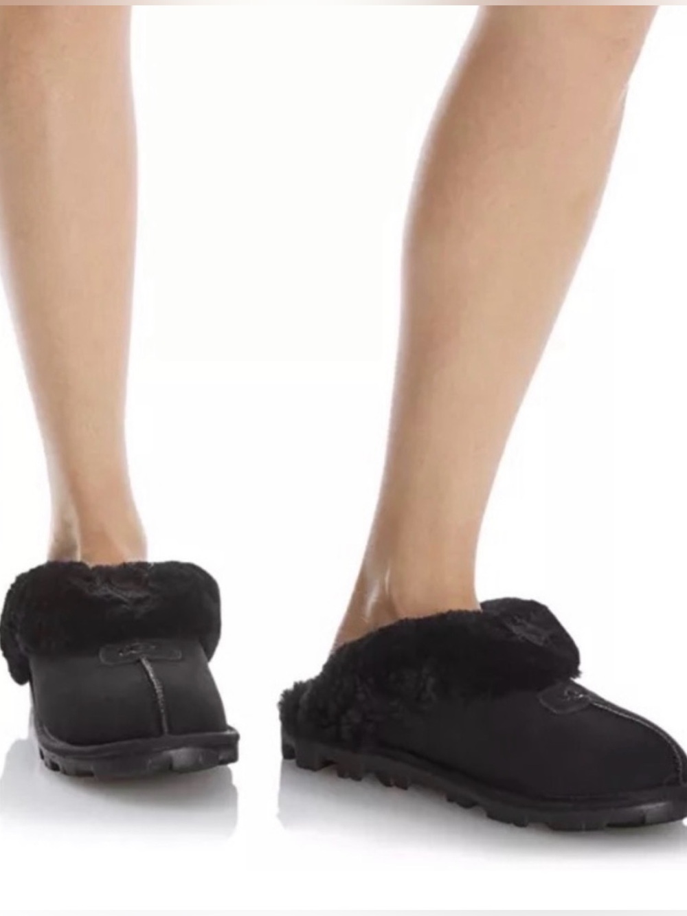 UGG Australia Coquette Shearling Collar Plush Slippers Black Women’s Size 7